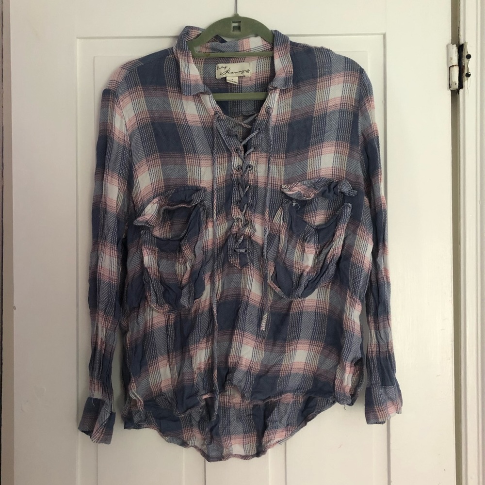 Slouchy Lace-Up Flannel